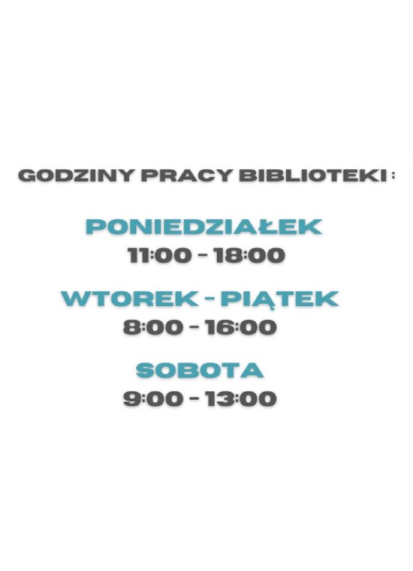 Godziny pracy biblioteki