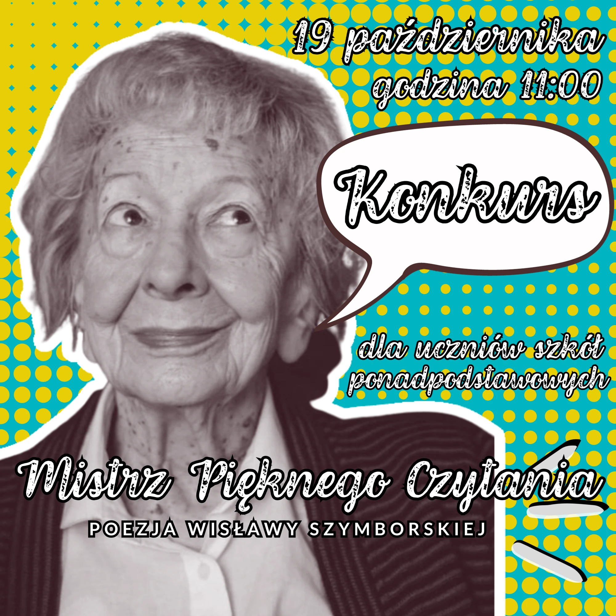 Plakat z Wiesławą Szymborską